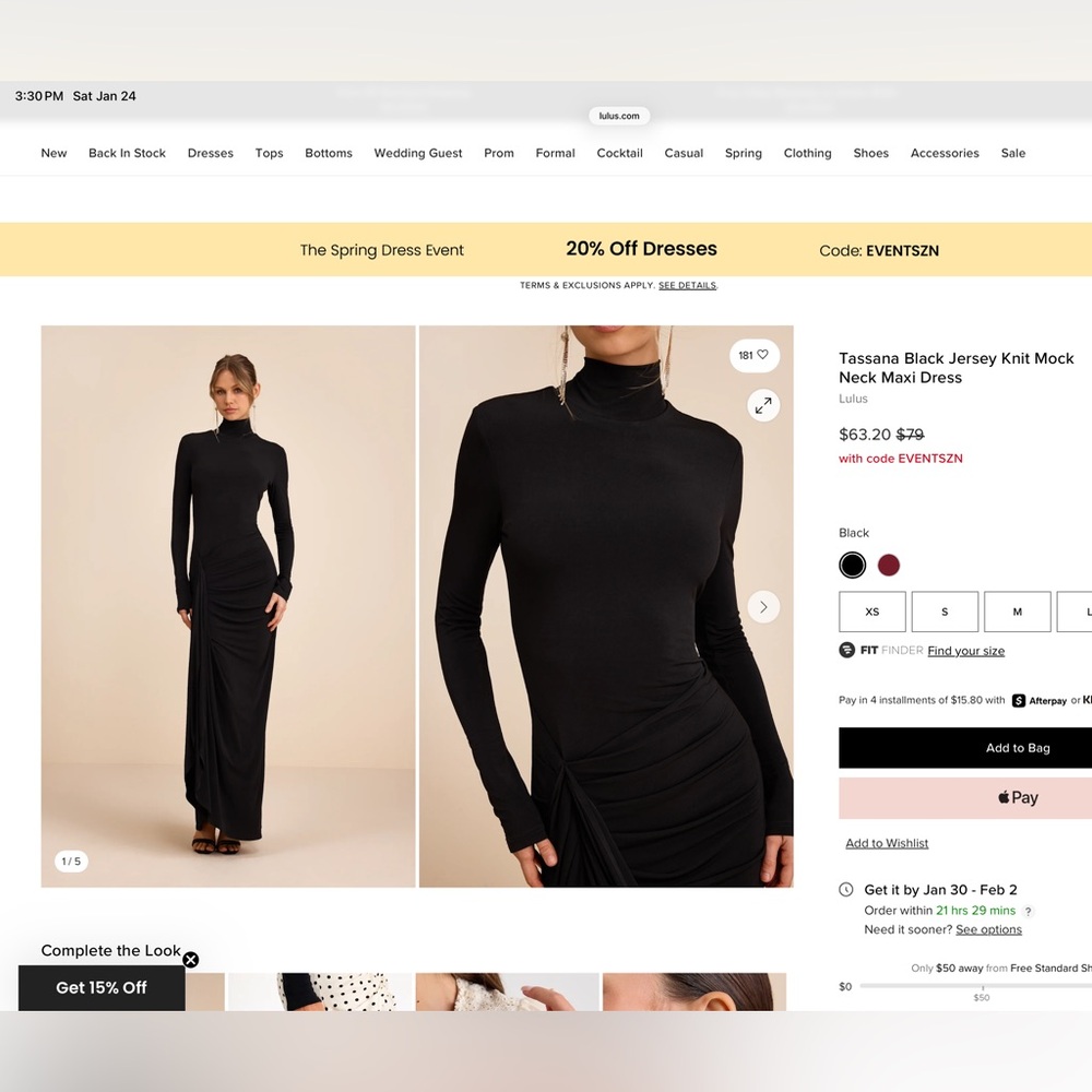 lulus black dress XS